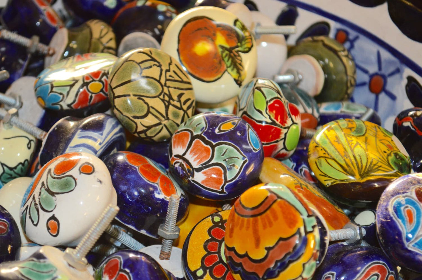 7 Multicolor Talavera Knobs