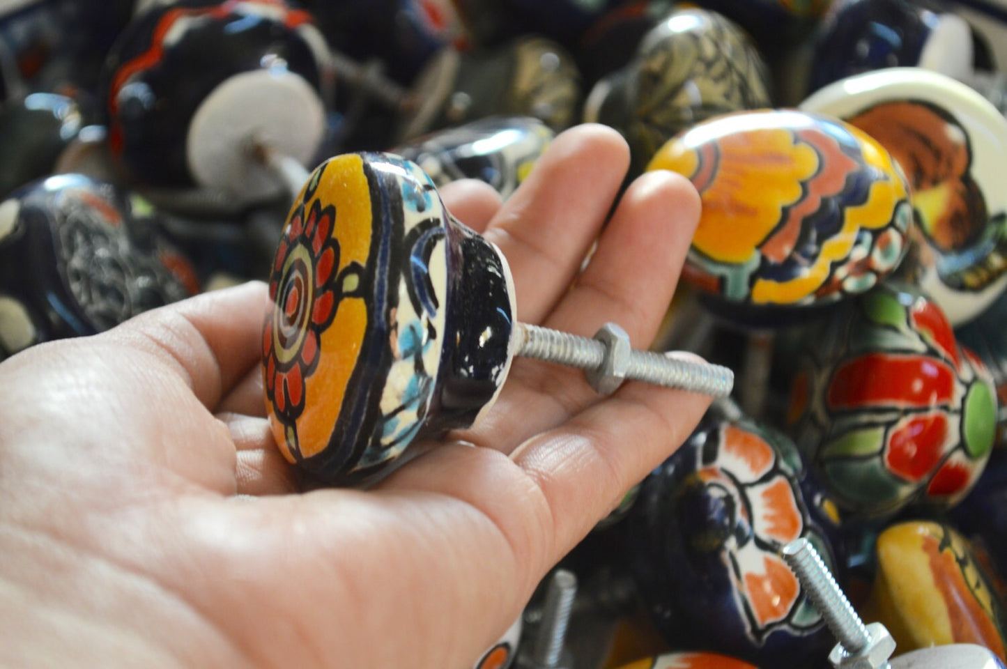 7 Multicolor Talavera Knobs