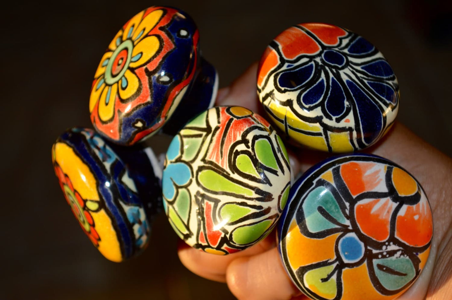 7 Multicolor Talavera Knobs