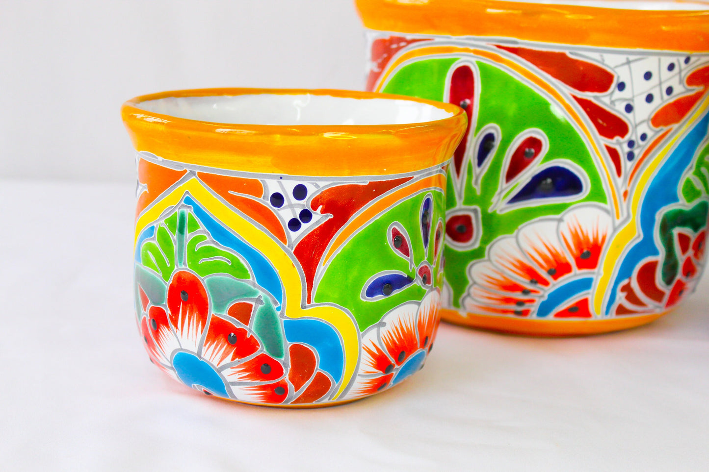 A Set of 3 Talavera pots