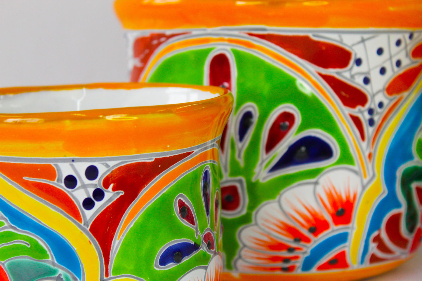 A Set of 3 Talavera pots