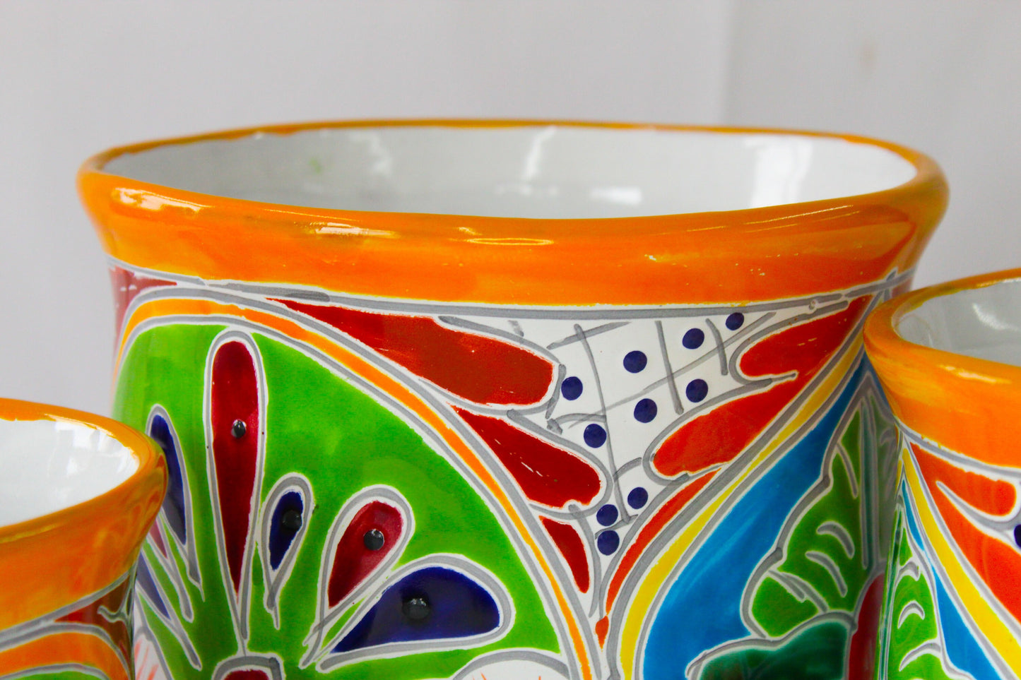 A Set of 3 Talavera pots