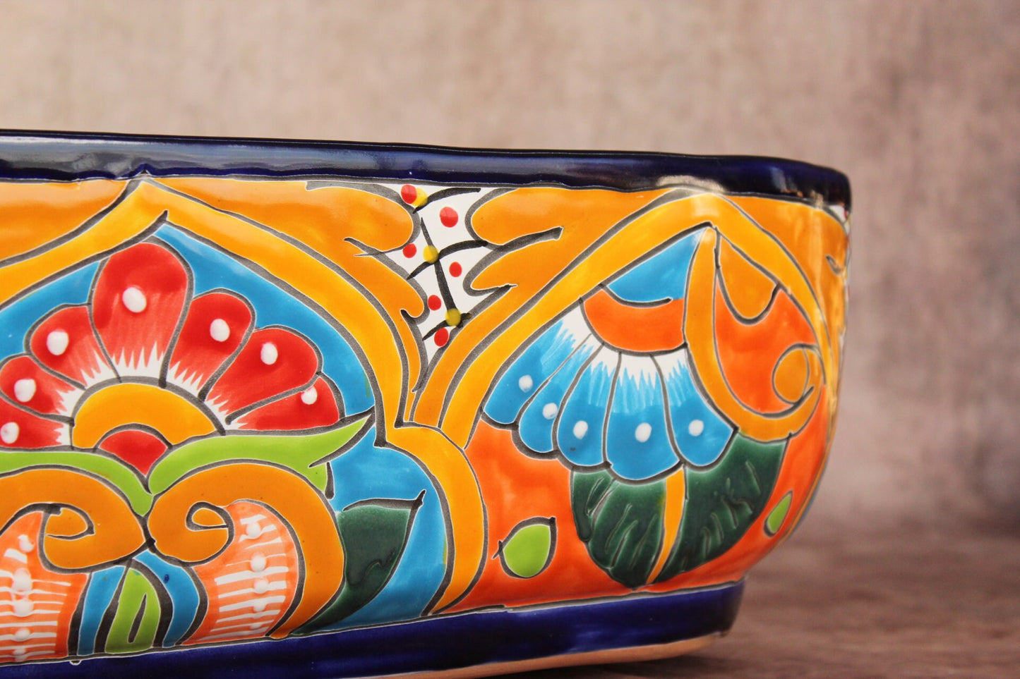 Colorful Talavera Long Pot